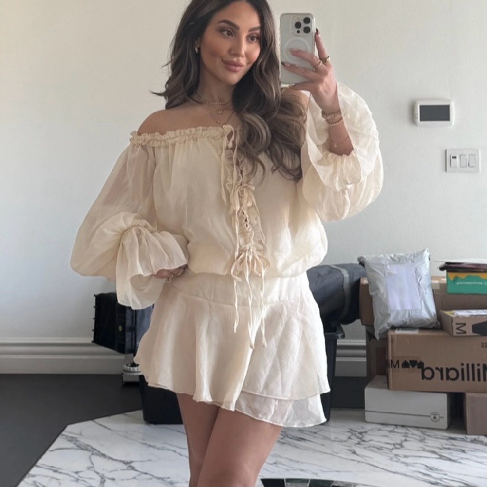 Cream Off-Shoulder dress